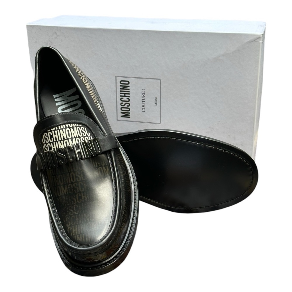 Moschino Black Leather Men's Loafers